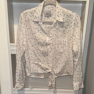 Rails White Button Down with Blue Stars
